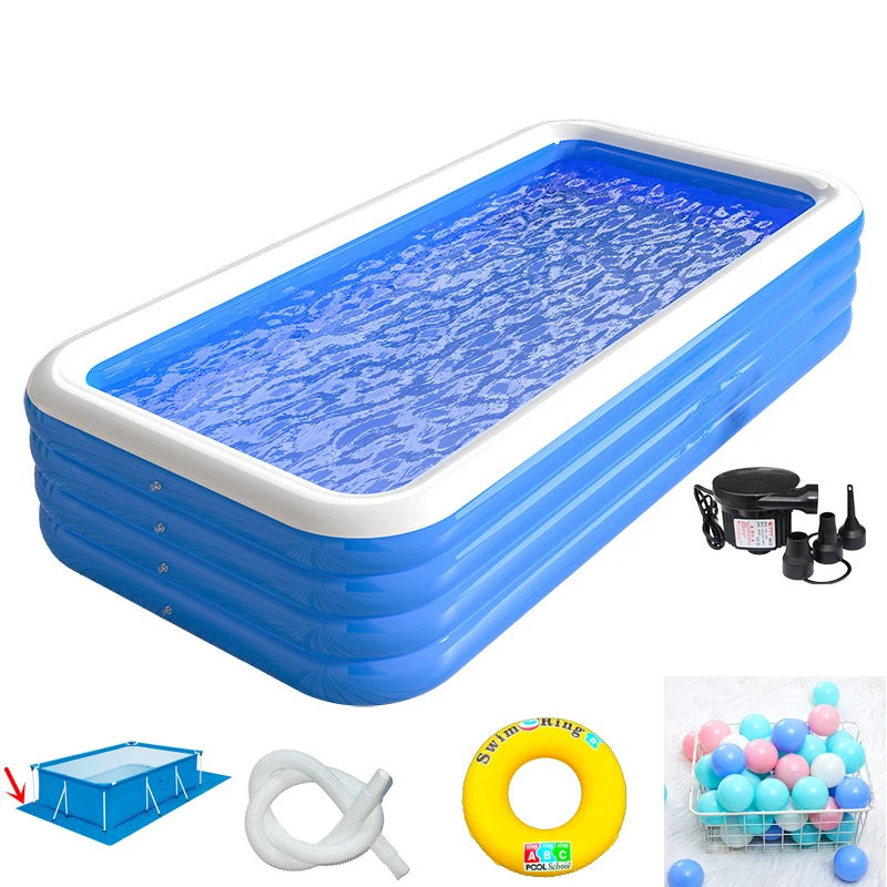 Schwimmbad, tragbar, groß, für Erwachsene und Kinder, zum Baden von Babys, rechteckiger Pool für Kinder Image