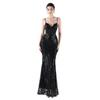 Jerseykleid MODA MINX "Gabrielle", Damen, Gr. XL, EURO-Größen, schwarz, 100% Polyester, unifarben, elegant, lang, ohne Ausschnitt, ohne Ärmel, Kleider, mit bodenlangem Schnitt