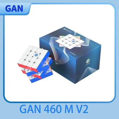 [JudyCube] GAN 460 M V2 UV 4x4 Magnetischer Geschwindigkeitswürfel, selbstklebendes professionelles Zappelspielzeug GAN460 V2m Cubo Magico Puzzle Image