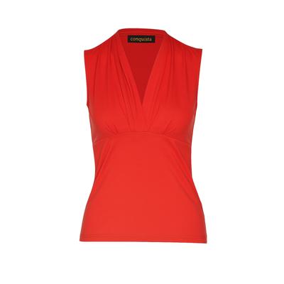 Rotes ärmelloses Jersey-Oberteil mit V-Ausschnitt – Stretch-Baumwollmischung Image