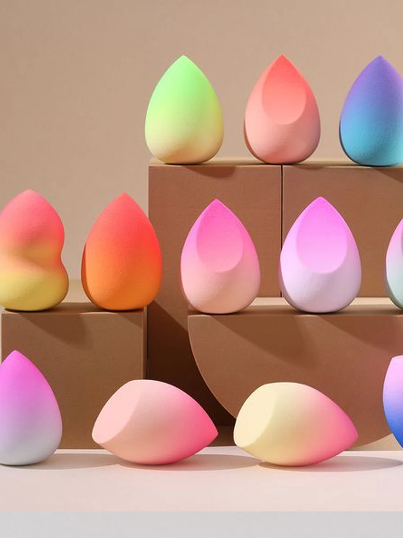 Lot de 5 éponges de maquillage ombrées, accessoire de beauté, douce, pour le support et le séchage