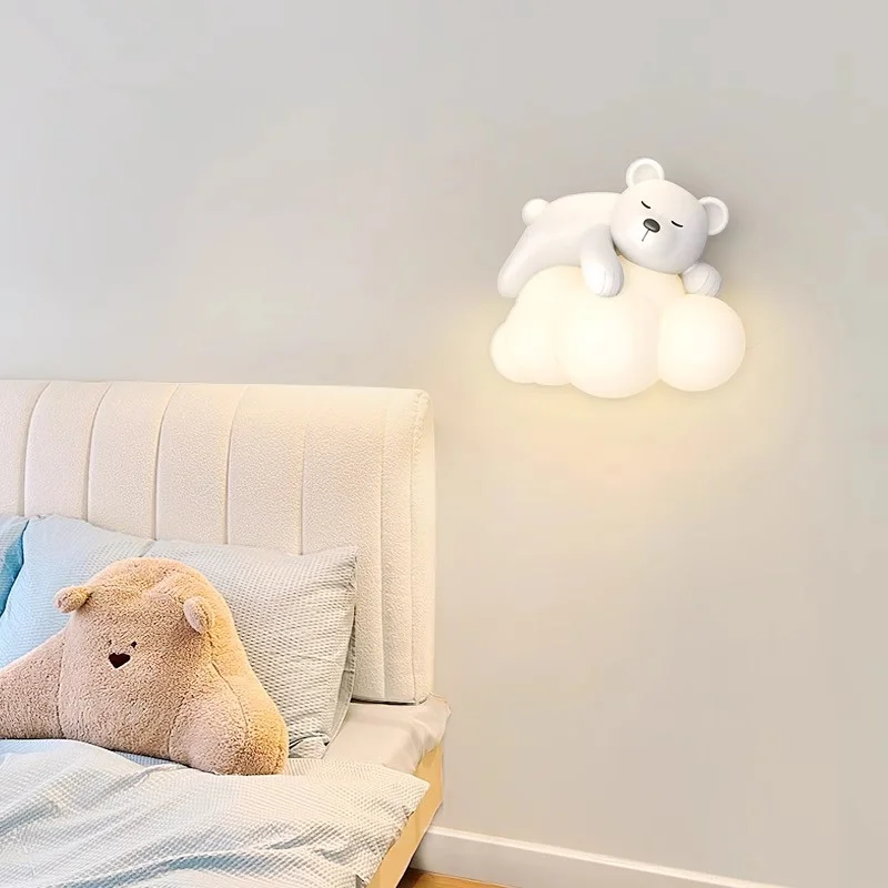 Lampe murale, lampe de chevet, lampe d'escalier pour chambre, lampe murale décorative, lampe suspendue, Nuage garçon, Petit ours, lampe pour chambre d'enfant
