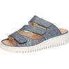 Pantolette WALDLÄUFER "H-WILLOW", Damen, Gr. 6 (39), blau (marine), Nubukleder, meliert, Basic, Schuhe, Sommerschuh, Hausschuh, Klettschuh in Komfortweite H (= sehr weit)
