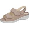 Sandale WALDLÄUFER "MERLE", Damen, Gr. 8, beige (beige, silberfarben), Nubukleder, Basic, Schuhe, Sommerschuh, Komforschuh, Bequemschuh mit Klettverschlüsse, M-Weite