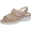Sandale WALDLÄUFER "MERLE", Damen, Gr. 5, beige (beige, silberfarben), Nubukleder, Basic, Schuhe, Sommerschuh, Komforschuh, Bequemschuh mit Klettverschlüsse, M-Weite