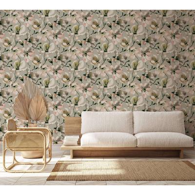Vliestapete MARBURG "Tapete Malerische Blüten", beige,weiß,orange, B:0,53m H:0,01m L:10,05m, Vlies, Tapeten, moderne Vliestapete für Wohnzimmer Schlafzimmer Küche Image