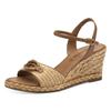 Keilsandalette TAMARIS, Damen, Gr. 41, beige (natur), Textil, Lederimitat, modisch, Schuhe, Sommerschuh, Riemchensandale mit T-Schmuckelement