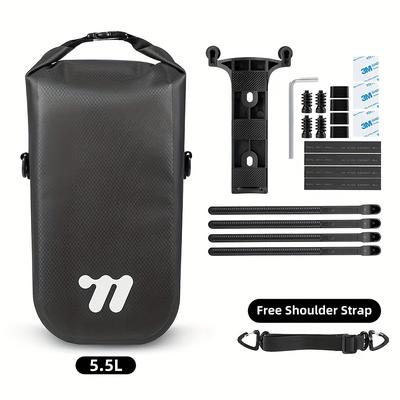 TEMU West Biking 5.5l Bike Fork Bag Dry Bag Roll Lightweight Bicycle Fork Bag With Carrying Handle & Free Shoulder Strap Mountain Cycling Traveling Commuting Bag Black 1pc Image