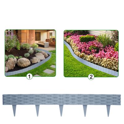 TEMU Flower Bed Edging Lawn Edging Garden Fence 10m Set, Plastic Stone Look, 5pcs Per Set, 100cm Each, Decorative Flower Bed Edging And Flexible Grass Cutting Edging For Garden And Lawns Image