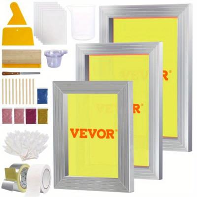 TEMU Screen Printing Kit Aluminum Frames Set 110 Mesh 3 Sizes Squeegee Glitter Foils For T Shirts Diy Crafting Image