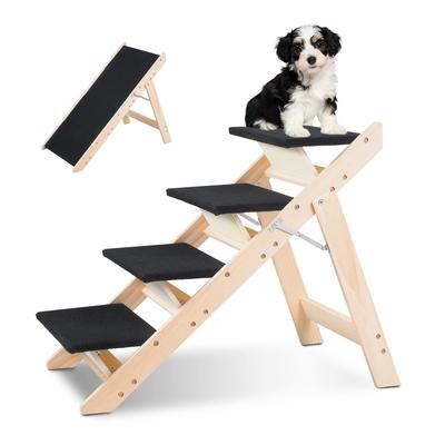 TEMU Folding Pet Stairs Dog Ramp 2 In 1 With Non-slip Pads - Wooden Ramp, To 80 Kg Image