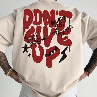 "TEMU Men's "" Graffiti Print T-shirt - Casual Crew Neck, Short Sleeve, Regular Fit With Stretch, Street Style & Everyday Wear, Street | Graphic Tee|textured Surface, Plus Size" Image