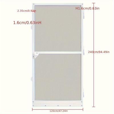 TEMU 95×210cm/120×240cm Door Screen Window Net Screen Window Aluminum Roller Aluminum Frame Kit Mosquito Image