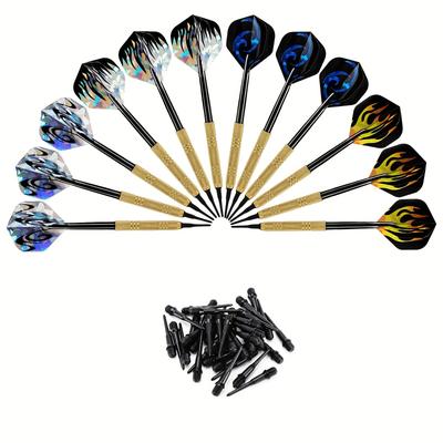 TEMU 12-pack Plastic Tip Darts, Dart Set, 14g Plastic Tip Darts, With 36 Black 2ba Replacement Tips, Darts For Electronic/plastic Dartboards