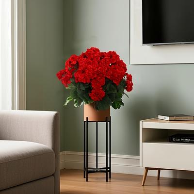 TEMU 3pcs Large Artificial Geraniums - Uv Resistant Plastic Boxwood Shrubs, Ideal For Indoor And Outdoor Decorations, Home, Wedding, Kitchen, And Garden Image