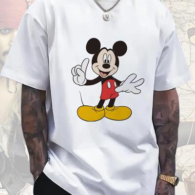 TEMU ( License) Friendly Gesture T-shirt Graphic Men's T-shirt - 100% Cotton Fun Cartoon Printed Men's T-shirt) - Cool Gift Ideas 200g Image
