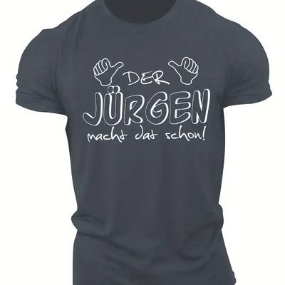 "TEMU Men's "der Macht Das Schon!" Graphic T-shirt - Casual Summer Tee With Illustrations, Lightweight & Stretchy Fabric, Round Neck, Everyday Tshirt | Print | , Plus Size" Image