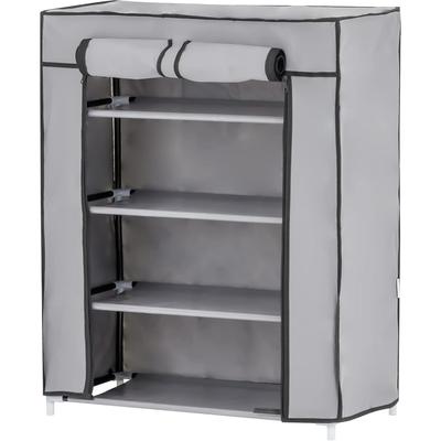 TEMU Baroni Home Foldable Fabric Shoe Rack 58x28x73 Cm Gray, 4-tier Space-saving Shoe Organizer For Bedroom, Closet, Lightweight And Durable Portable Shoe Storage Image