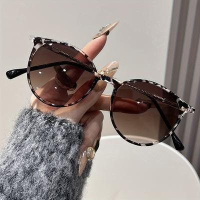 TEMU 1pc Women's Vintage Oval Frame Fashion Glasses, Composite Material With Polycarbonate Lenses, Decorative Eyewear Accessory, Fashion Glasses|minimalist Glasses| Composite Frame Glasses Image