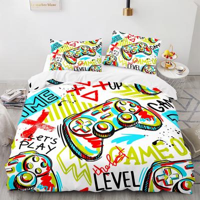 TEMU [] 2/3 Gamepad Graphic Print, Bedding Kit, Suitable For Boys' And Girls' Bedroom Use, Machine Washable. Image