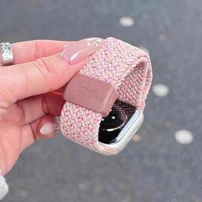 TEMU Personalized Name Knitting Nylon Polyamide Pc Valentine's Day Gift Strap, Not Water Resistant, For Watch Band Series S10 6 Se 38mm 40mm 41mm 42mm 44mm 45mm 46mm 49mm Women Men Image
