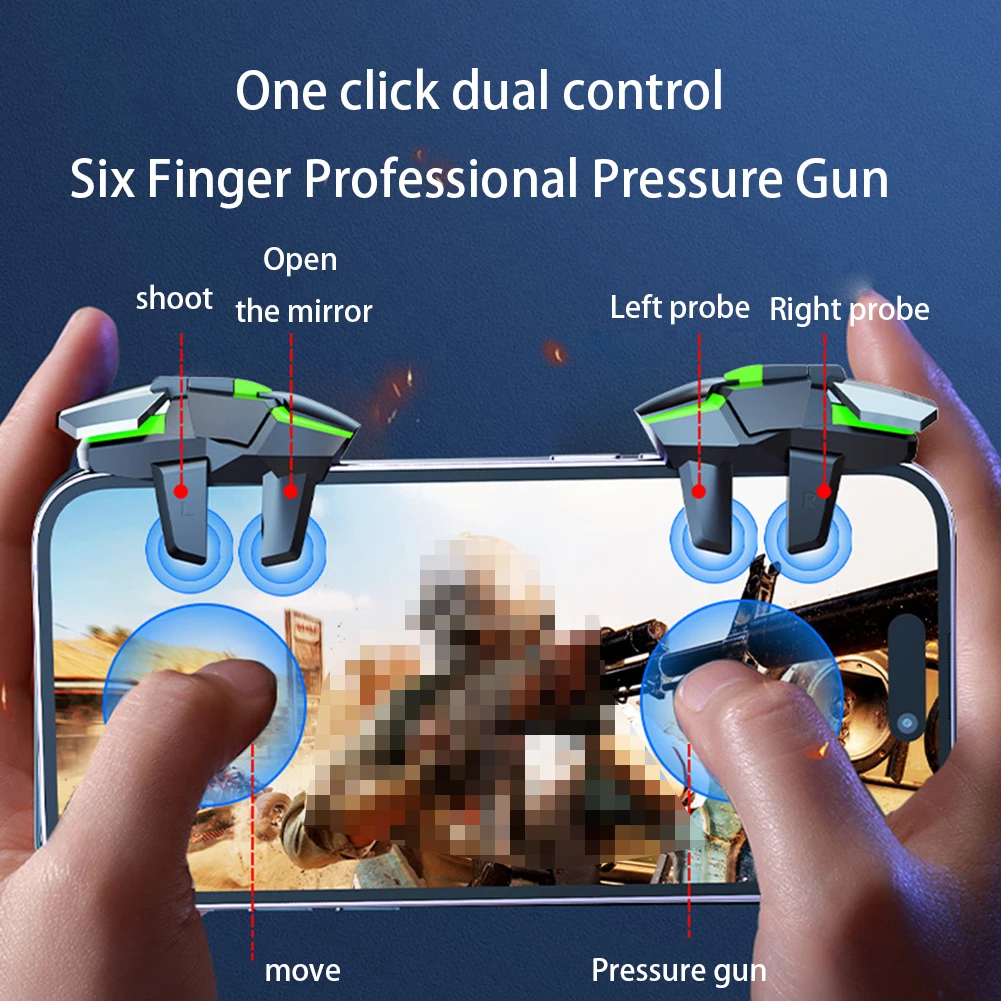 2 stücke Handy-Spiel Trigger Gamepad Joystick 6-Finger-Zielaufnahme l1 r1 Tasten taste Spiel Fingers pitzen für Pubg Game Controller Image