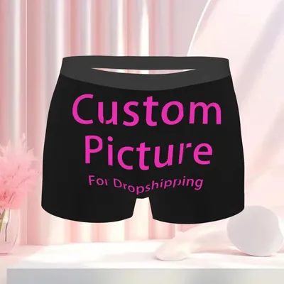 Personalisierte benutzerdefinierte Foto Logo Boxershorts Herren 3D-Druck benutzerdefinierte DIY Druck Unterwäsche Unterwäsche atmungsaktive Unterwäsche Image