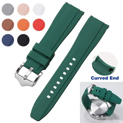 Premium-Silikon-Uhrenarmband, 20 mm, 22 mm, gebogenes Ende, Gummi-Uhrenarmband für Rolex, Citizen, Image