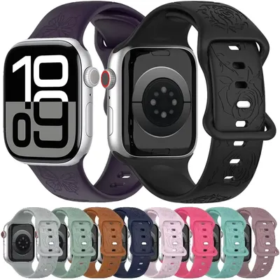 Silikonarmband für Apple Watch Serie 10, 9, 8, 7, 45 mm, 41 mm, 44 mm, 46 mm, 42 mm, Ultra 2/1 49 Image