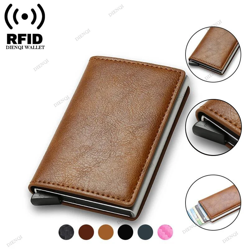 Top Qualität Brieftaschen Männer Geld Tasche Mini Geldbörse Männlichen Vintage Braun Leder Rfid Karte Halter Brieftasche Kleine Smart Brieftasche Tasche Walet