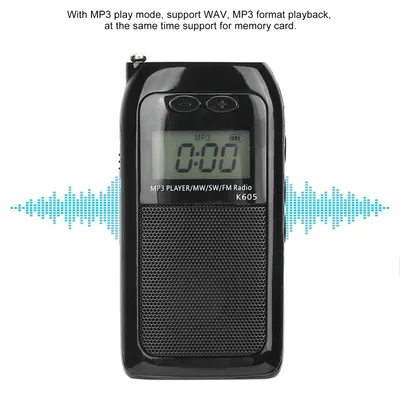 K-605 MP3-Player FM/SW/MW Digitales Tuning-Radioempfänger LCD-Display mit Kopfhörern MP3-Musik-Player Tuning-Radioempfänger