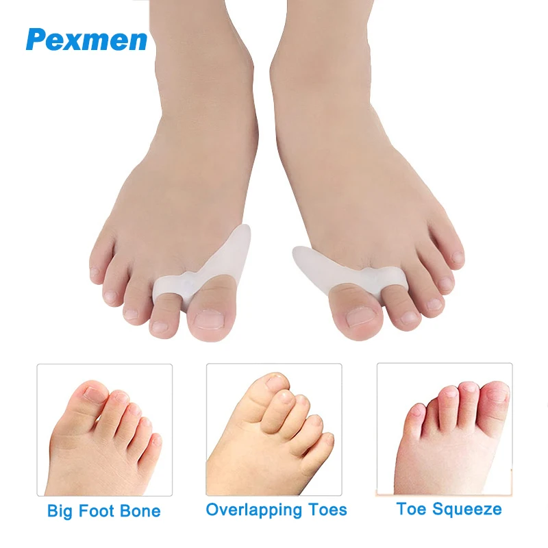 Pexmen 2/4 Stücke Kind Gel Zehenspreizer Schutz Hallux Valgus Orthese Fußpflege Kinder Silikon Bunion Corrector Glätteisen Image
