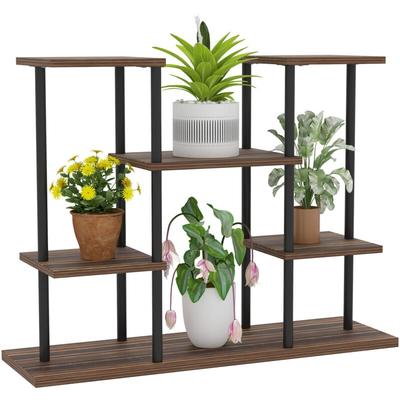 Outsunny - 4-Etagen Pflanzenständer, 61,5 cm hoch Blumenständer für Innen Außen, Pflanzenregal aus Image