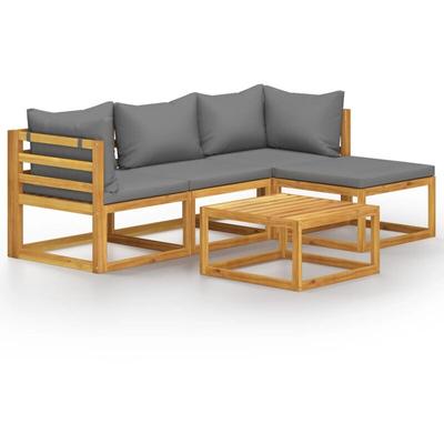 Vidaxl - 5-tlg. Garten-Lounge-Set mit Kissen Massivholz Akazie Image