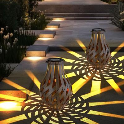 Gartendeko Laterne Solar Windlicht mit Bambusgeflecht zum Aufhängen oder Hinstellen, LED warmweiß, Image