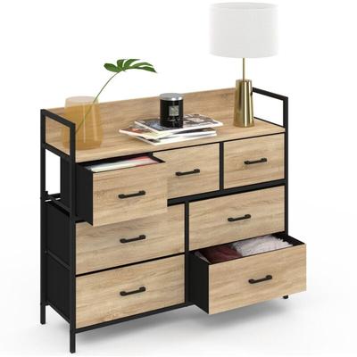 Kommode mit 7 Schubladen aus Stoff utah 100 cm Aufbewahrungsmöbel Industriedesign Image