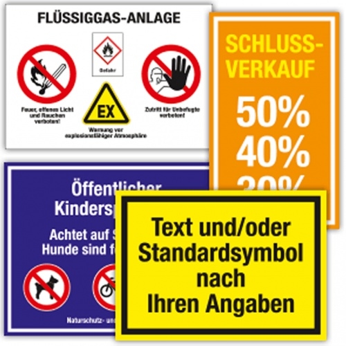 Dreifke® Aufkleber, Hinweisschild mit Text, Symbol und/oder Logo nach Angabe, Folie, bis 200x100 mm Image