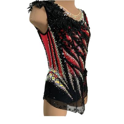 Rhythmic Gymnastics Leotard Women's Girls' Ice Skating Gymnastics Leotard Black Thumbhole Halo Dyeing High Elasticity Professional Competition Skating Wear Crystal / Rhinestone Sleeveless Ice Skating Figure