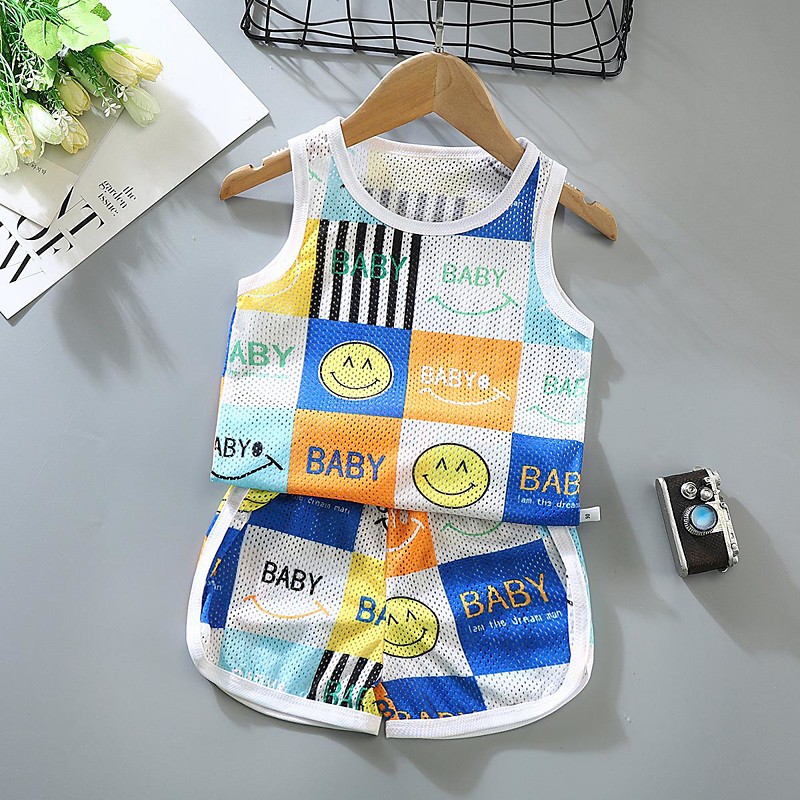 2 Pieces Toddler Boys Tank Shorts Outfit Animal Cartoon Sleeveless Cotton Set Outdoor Fashion Daily Summer Spring 3-7 Years Blue dinosaur feather car