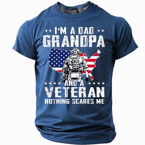 Men's Veterans Father T Shirt Short Sleeve T shirt 3D Print Crew Neck Shirt Fashion Daily Basic Street Casual Daily Black Red Blue Summer Spring Clothing Apparel S M L XL XXL XXXL