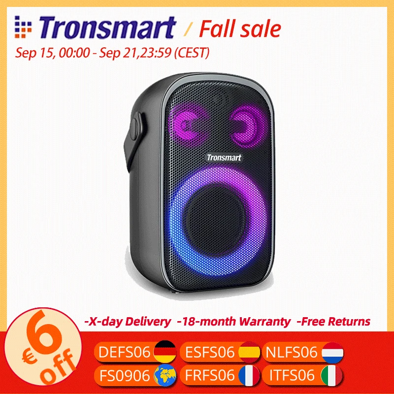 Altoparlante Tronsmart Halo 100 Altoparlante portatile Bluetooth per feste con sistema audio a 3 vie, modalità audio doppie, controllo app, per esterni