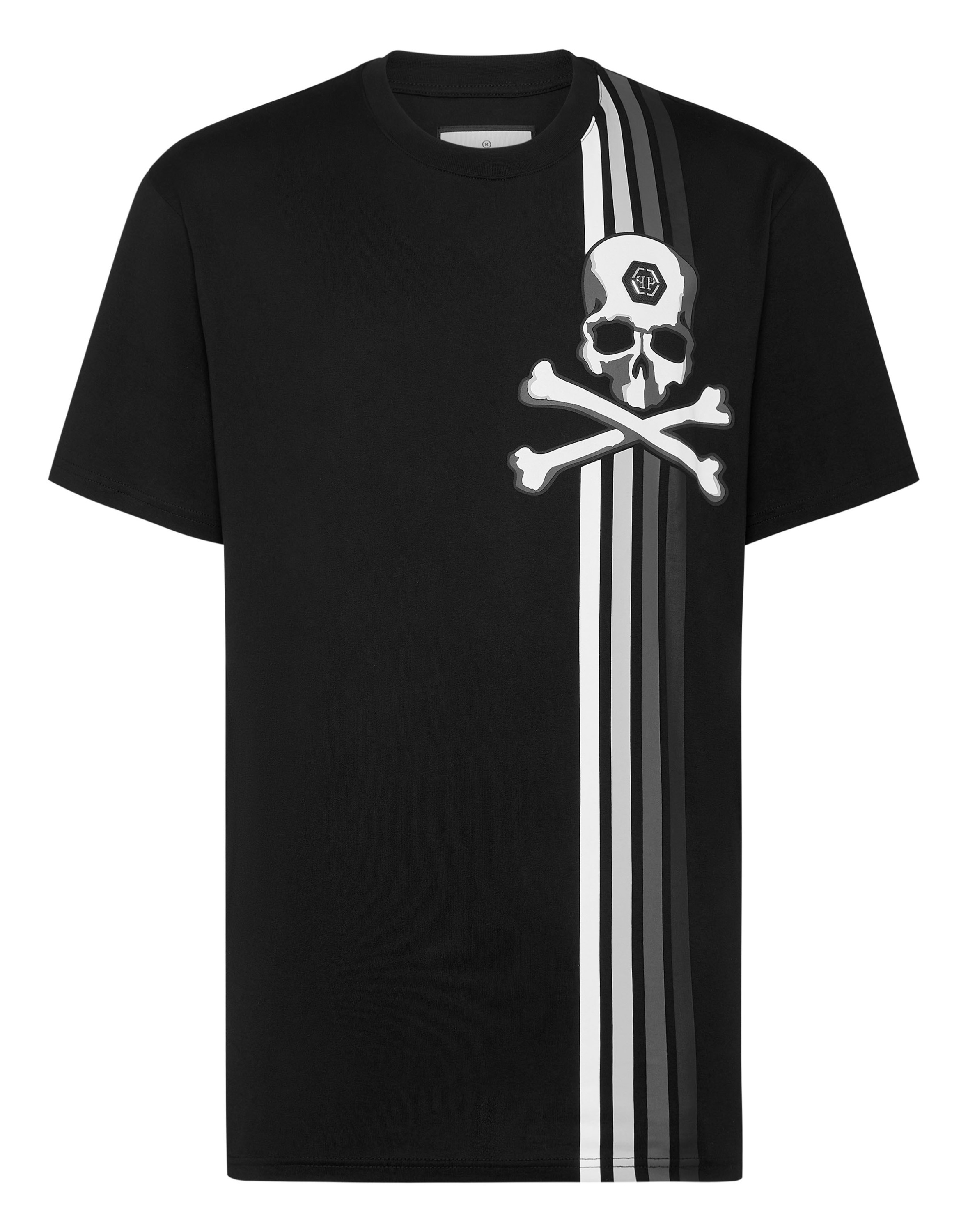 T-Shirt Round Neck Ss Stripes Skull&Bones Image