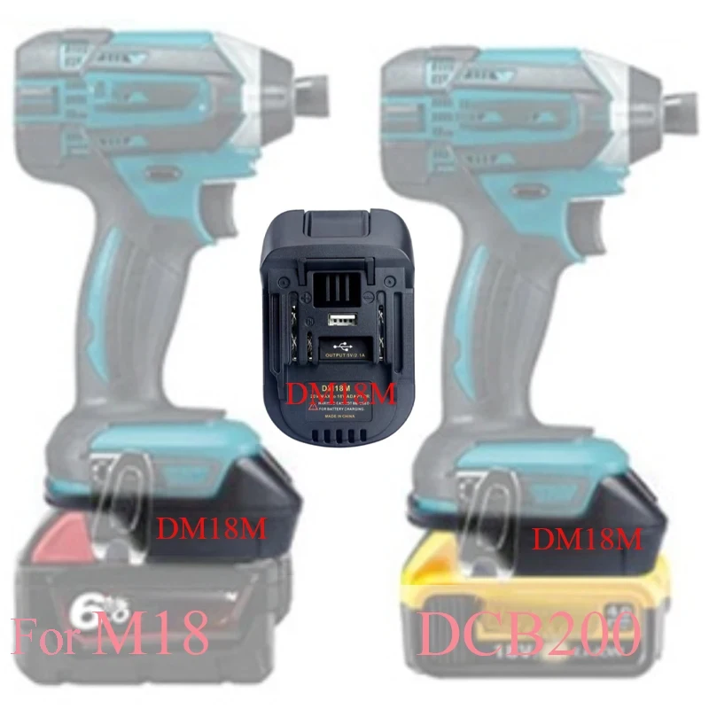 DM18M Konverter Adapter Für Milwaukee Für M18 Für Dewalt 20V Li-Ion Akku Für Makita 18V Power Werkzeuge USB power Bank Ladegerät Image