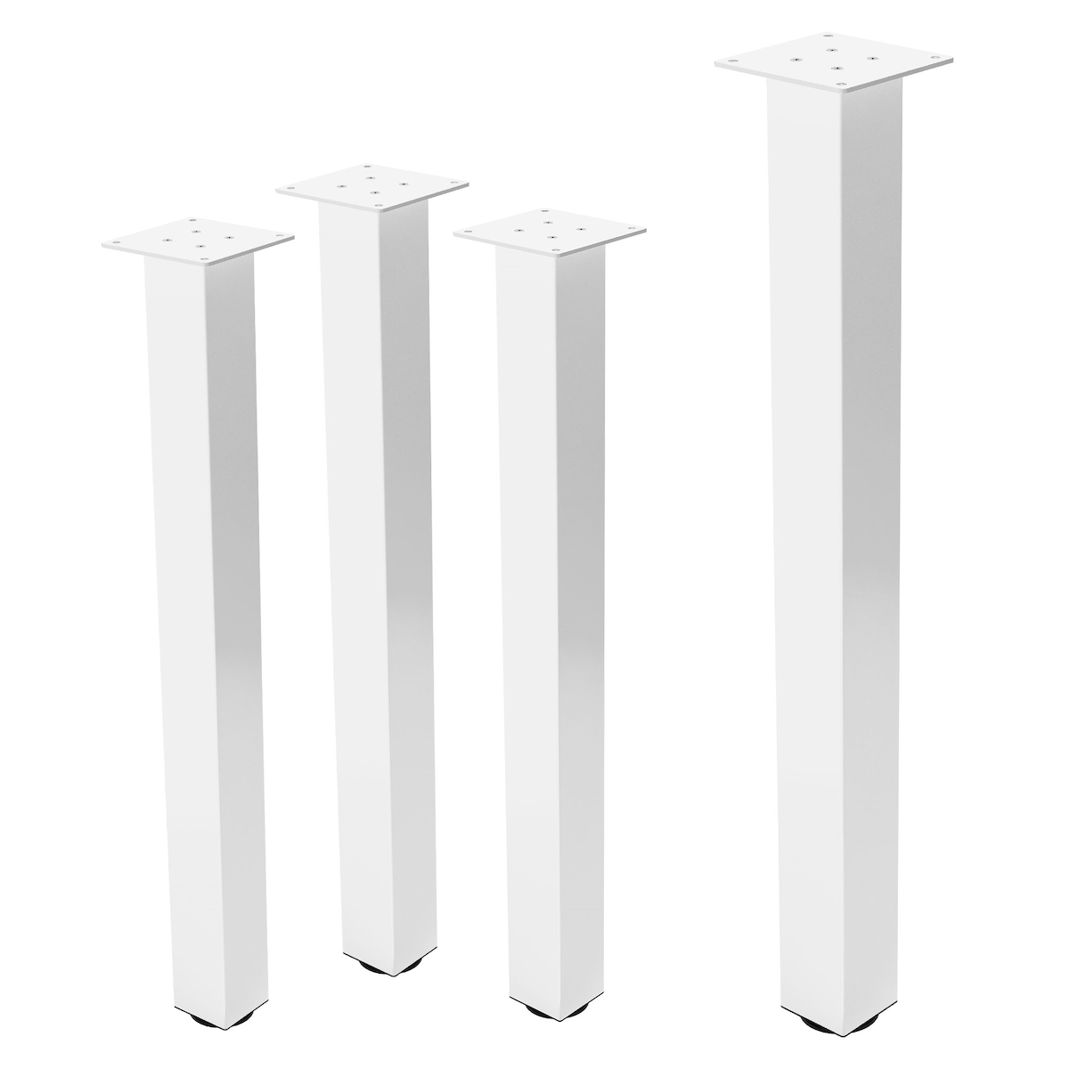 ML-Design 4er Set Tischbeine 90 cm Weiß glänzend, Stahl pulverbeschichtet, I-Form 8×8 cm, höhenverstellbar, Möbelbeine für Schreibtisch Tisch Image