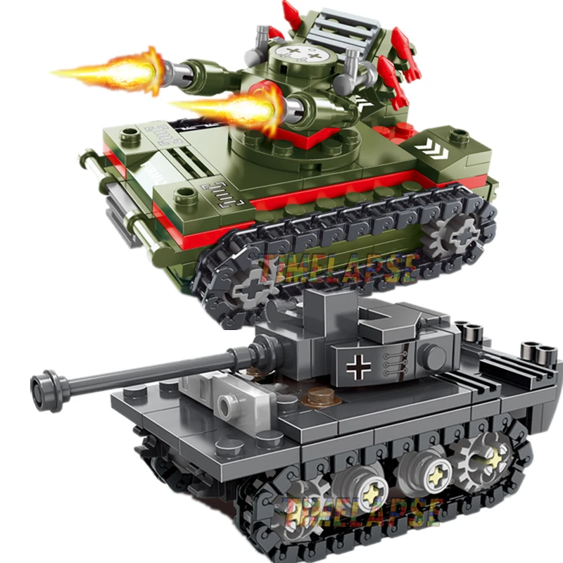 MOC Main Battle Tiger Heavy Tank War Military City Vehicle Car Building Blocks Classic Model Bricks Kits Sets Ideas Image