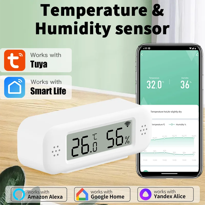 Tuya WiFi Temperatur Feuchtigkeit Sensor Für Smart Home Thermometer Hygrometer APP Fernbedienung Arbeit mit Yandex SmartLife Alexa Image
