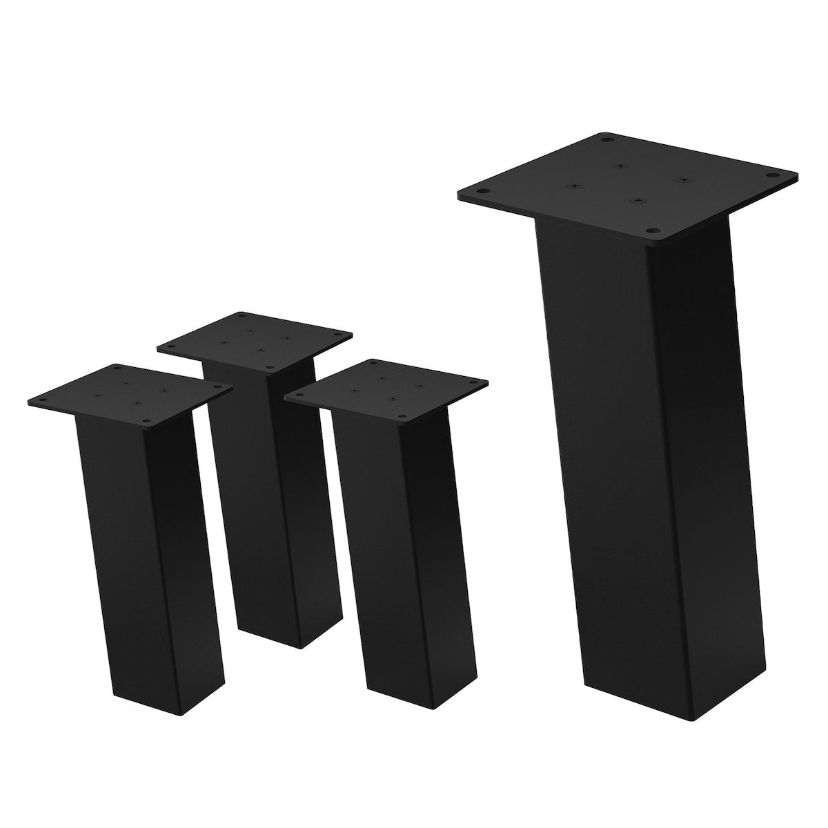 ML-Design 4er Set Tischbeine 30 cm Schwarz glänzend, Stahl pulverbeschichtet, I-Form 8×8 cm, 96° Neigung, Möbelbeine für Couchtisch Sitzbank Image