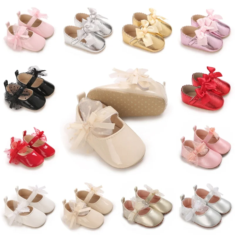 Süße 0-18m Frauen Frühling und Herbst neuen Stil große Schleife Dekoration elegante Party besucht weichen Boden lässige Prinzessin Schuhe Image