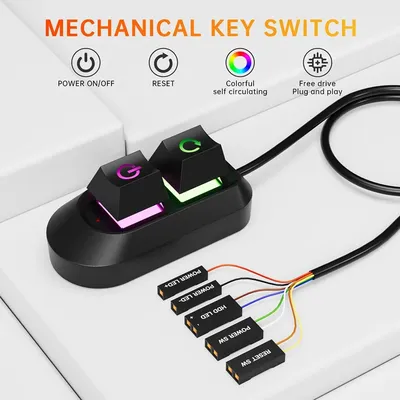 Desktop Mechanical Power Switch External Start Computer Switch On Off Reset Button Extension 2M Cable PC Case Motherboard Switch