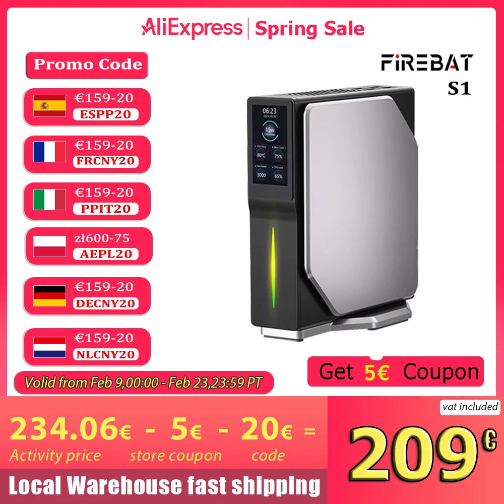 FIREBAT S1 Intel N100 Mini-PC DDR4 16 GB RAM 512 GB SSD Windows 11 Mini Screnn BT4.2 Dual HDMI Gaming Arbeit Desktops Computer Image